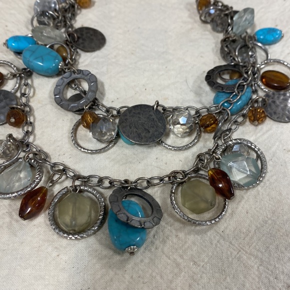 DOUBLE CHAIN MIXED BEAD NECKLACE - Picture 3 of 3